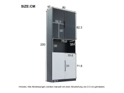 Vitrine com 8 portas - 160 x 30 x 200 cm - LEDs - Aglomerado e vidro -*Merax Hot