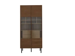 Vitrine com 2 portas de vidro e 4 gavetas - Cor madeira escura*Hauss Spole Sale