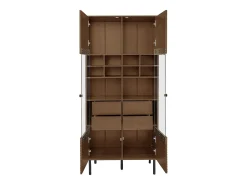 Vitrine com 2 portas de vidro e 4 gavetas - Cor madeira escura*Hauss Spole Sale