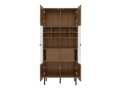 Vitrine com 2 portas de vidro e 4 gavetas - Cor madeira escura*Hauss Spole Sale