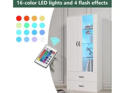 Vitrine com 2 portas e 2 gavetas e LED - Altura 180cm -^ModernLuxe