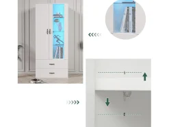 Vitrine com 2 portas e 2 gavetas e LED - Altura 180cm -^ModernLuxe
