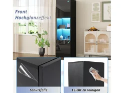 Vitrine com 2 portas e 1 prateleira de vidro - 45 x 35 x 160 cm - LEDs - Aglomerado - brilhante^Merax Sale