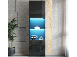 Vitrine com 2 portas e 1 prateleira de vidro - 45 x 35 x 160 cm - LEDs - Aglomerado - brilhante^Merax Sale