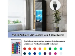 Vitrine com 2 portas e 1 prateleira de vidro - 45 x 35 x 160 cm - LEDs - Aglomerado - brilhante^Merax Sale