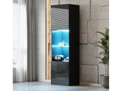 Vitrine com 2 portas e 1 prateleira de vidro - 45 x 35 x 160 cm - LEDs - Aglomerado - brilhante^Merax Sale