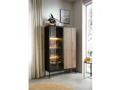 Best Vitrine com 2 portas e LED integrado e Carvalho 104x166 cm Vitrina