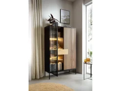 Best Vitrine com 2 portas e LED integrado e Carvalho 104x166 cm Vitrina