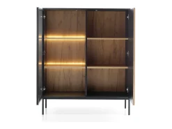 Vitrine com 2 portas e LED integrado e Carvalho 104x126 cm^ Hot