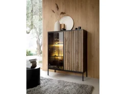 Vitrine com 2 portas e LED integrado e Carvalho 104x126 cm^ Hot