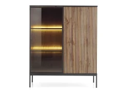 Vitrine com 2 portas e LED integrado e Carvalho 104x126 cm^ Hot