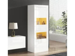 Vitrine com 2 portas e prateleiras de vidro, corpo lacado , LED incluído - 61x42x162cm^Hauss Spole Clearance