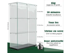 Vitrine com 4 prateleiras e portas duplas, vitrine para sala de estar^ Outlet