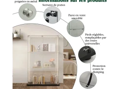 Vitrine com 4 prateleiras e portas duplas, vitrine para sala de estar^ Outlet