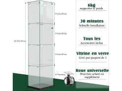Vitrine com 5 prateleiras e portas duplas, vitrine para sala de estar* New