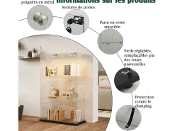 Vitrine com 4 prateleiras e portas duplas, vitrine para sala de estar* Online