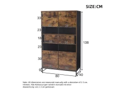 Vitrine com iluminação LED, vitrine independente, armário com 2 gavetas, com painel de acrílico, 80x40x138 cm, marrom* Online