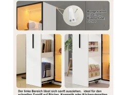 Vitrine com porta de vidro - 70 x 40 x 160 cm - com LEDs + gaveta lateral - MDF -*Merax Sale