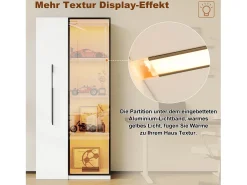Vitrine com porta de vidro - 70 x 40 x 160 cm - com LEDs + gaveta lateral - MDF -*Merax Sale