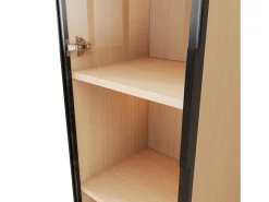 Online Vitrine con porta de vidro 40x40x165 cm - Iluminação LED - 1 porta de vidro temperado - Folheado de carvalho - MDF - Natural Vitrina