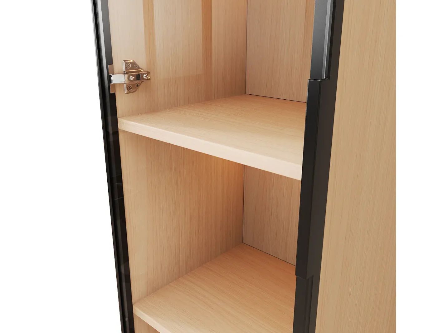 Online Vitrine con porta de vidro 40x40x165 cm - Iluminação LED - 1 porta de vidro temperado - Folheado de carvalho - MDF - Natural Vitrina