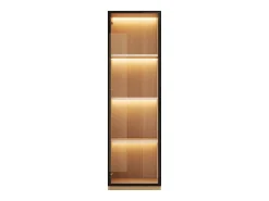 Online Vitrine con porta de vidro 40x40x165 cm - Iluminação LED - 1 porta de vidro temperado - Folheado de carvalho - MDF - Natural Vitrina