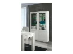 Vitrine, cristaleira, armário para pratas FABIO brilhante high gloss + LED. Móvel design para sua sala de estar ou sala de jantar.^Meublorama Outlet
