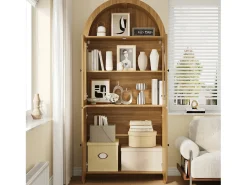 Vitrine curva 78x40x176 cm - 4 portas - Vitrine de vidro - Painéis de partículas - Natural*ModernLuxe Clearance