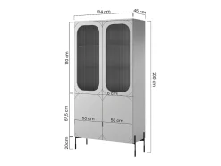 Vitrine de 2 portas com pé metálico bordô 104x200 cm*