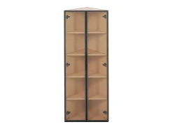 Vitrine de canto 62×35×160 cm - com iluminação LED - 2 portas de vidro - natural*ModernLuxe Clearance
