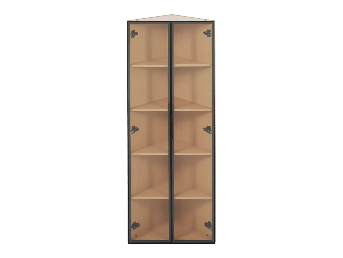 Vitrine de canto 62×35×160 cm - com iluminação LED - 2 portas de vidro - natural*ModernLuxe Clearance