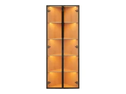 Vitrine de canto 62×35×160 cm - com iluminação LED - 2 portas de vidro - natural*ModernLuxe Clearance