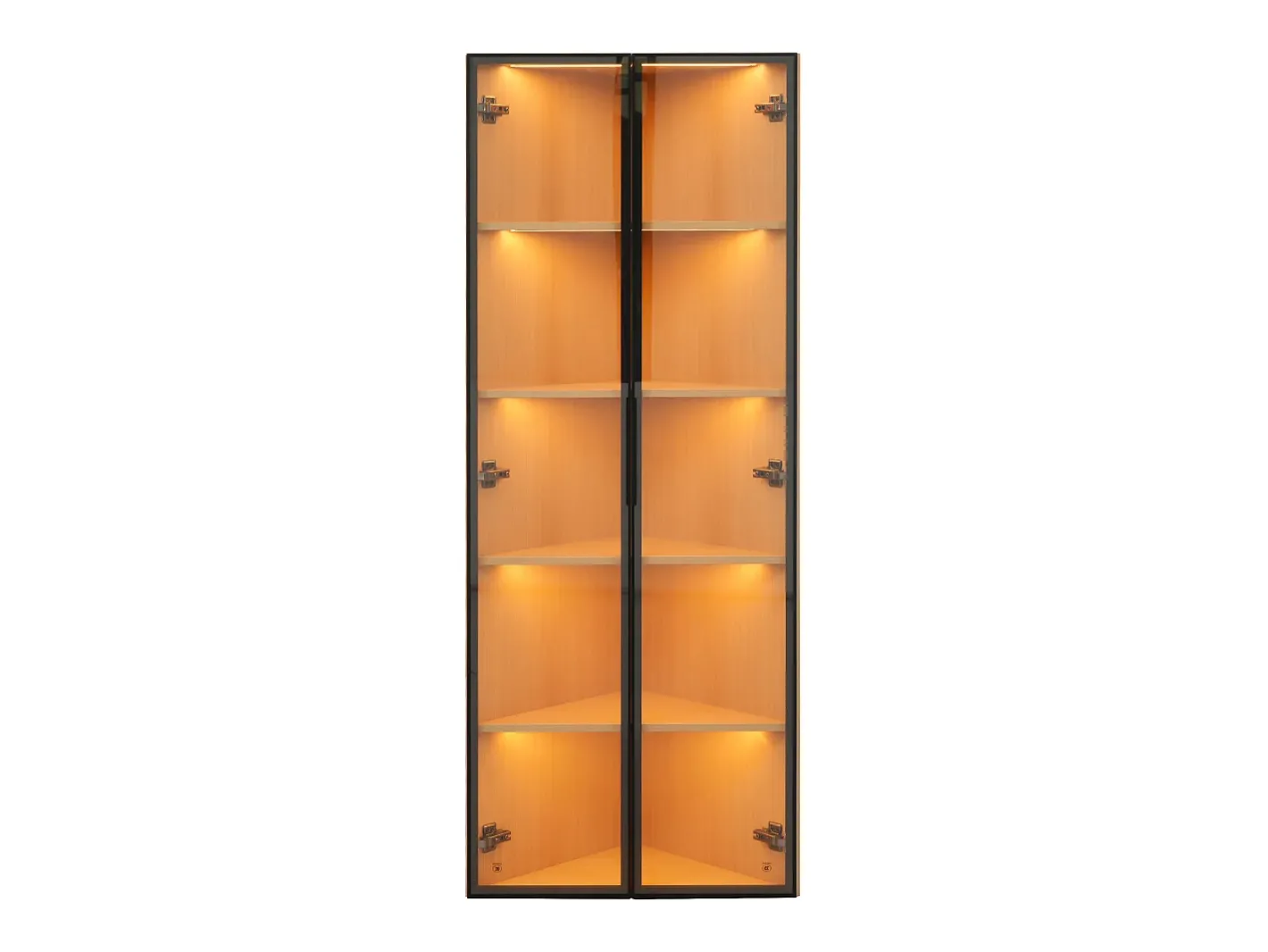Vitrine de canto 62×35×160 cm - com iluminação LED - 2 portas de vidro - natural*ModernLuxe Clearance