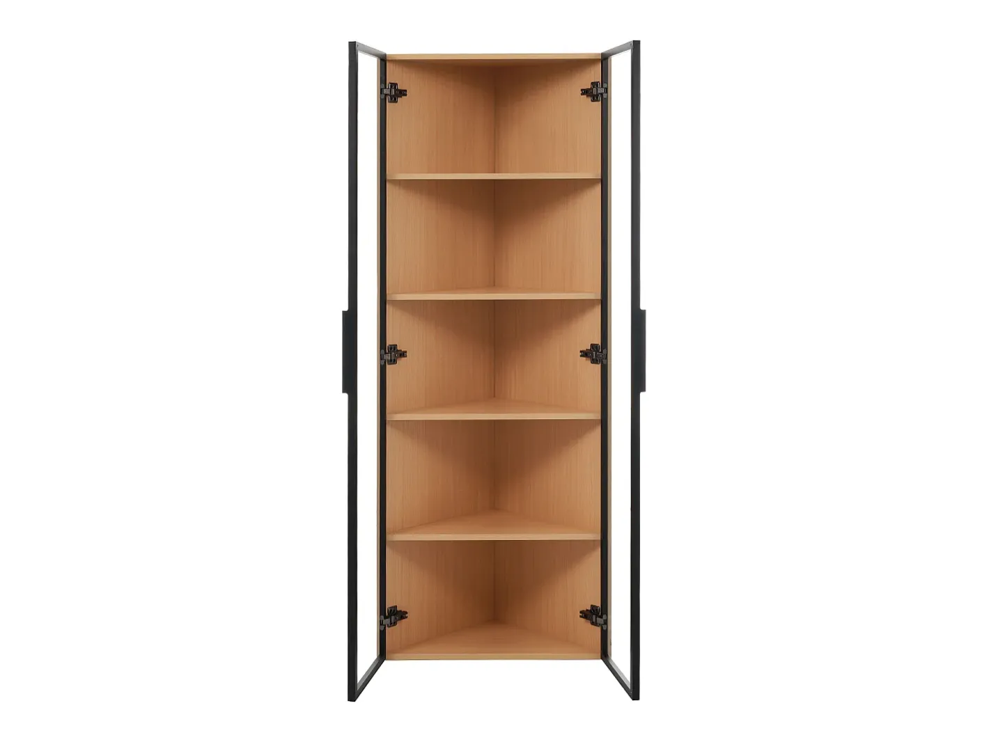 Vitrine de canto 62×35×160 cm - com iluminação LED - 2 portas de vidro - natural*ModernLuxe Clearance
