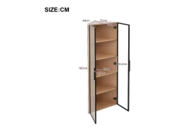 Vitrine de canto 62×35×160 cm - com iluminação LED - 2 portas de vidro - natural*ModernLuxe Clearance