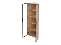Vitrine de canto 62×35×160 cm - com iluminação LED - 2 portas de vidro - natural*ModernLuxe Clearance