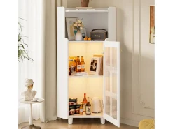 Vitrine de canto branca - Com iluminação LED e 2 portas de vidro*Hauss Spole Outlet