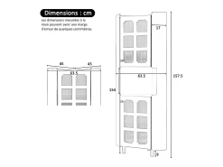 Vitrine de canto laqueada - 63,5 x 45 x 157,5 cm - com LEDs + 2 portas + prateleira - MDF - cinza Vitrina