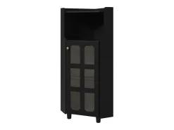 Vitrine de canto preta - Com iluminação LED e 2 portas de vidro^Hauss Spole New