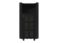 Vitrine de canto preta - Com iluminação LED e 2 portas de vidro^Hauss Spole New