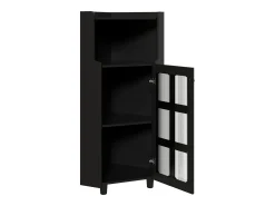 Vitrine de canto preta - Com iluminação LED e 2 portas de vidro^Hauss Spole New