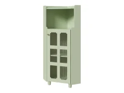 Vitrine de canto com iluminação LED e 2 portas de vidro - Madeira MDF^Hauss Spole Discount