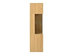 Vitrine de cor natural com 3 portas, iluminação LED e prateleiras em vidro, MDF*Hauss Spole