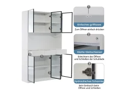 Vitrine de Parede - 12 Portas Vidro + 6 Gavetas - com LED RGB - Painel Partículas 240x36x200cm^DripeX Discount