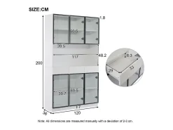 Vitrine de Parede - 12 Portas Vidro + 6 Gavetas - com LED RGB - Painel Partículas 240x36x200cm^DripeX Discount