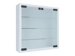 Vitrine de parede branca Mandosa S 40x40x10 cm, 2 portas em vidro de segurança ESG, estrutura em madeira, montagem segura na parede*VCM Outlet