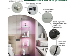 Vitrine de vidro – 5 prateleiras, portas duplas, vitrine para sala de estar^ Best