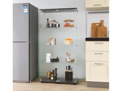 Vitrine de vidro – 4 prateleiras, 2 portas, vitrine independente, preta, 81x37x165 cm^ Best