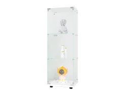 Vitrine de vidro - 3 prateleiras de vidro - com portas e fechadura - branca^ Outlet