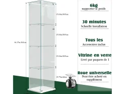 Vitrine de vidro – 5 prateleiras, portas duplas, vitrine para sala de estar* Best